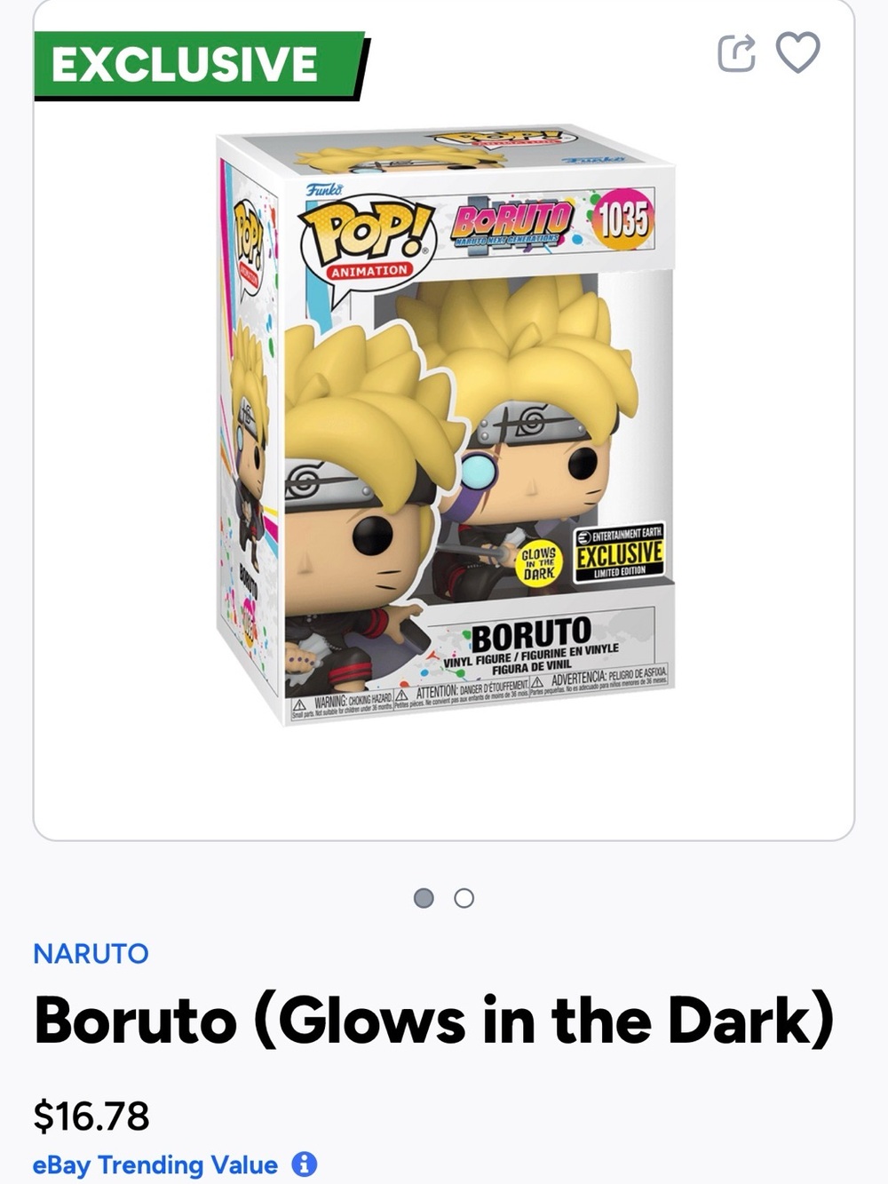 Funko Pop- Boruto- Glow in the dark- 1035